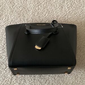 Michael Kors Black Satchel with Gold Accents